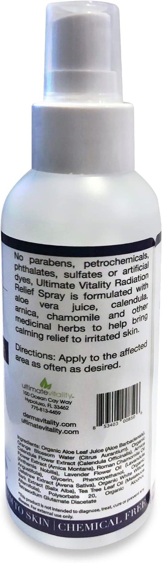 UltimateVitality Radiation Burn Relief Spray - Calendula Spray for Radiation Treatment, Natural Organic Plant Based Moisturizing Soothing Relief for Itchy, Sensitive Skin – 4 Ounces