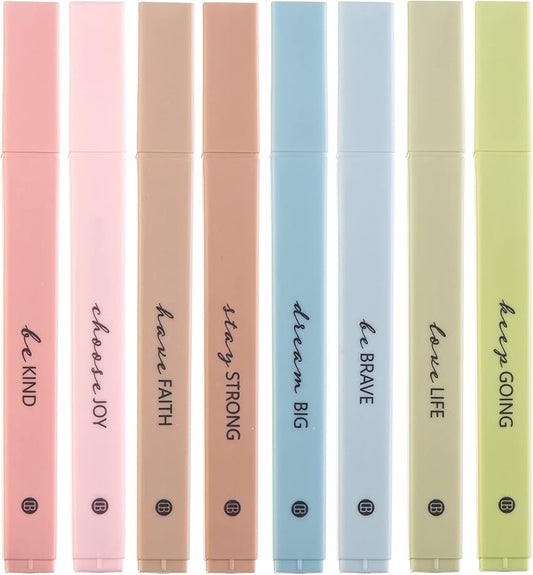 DIVERSEBEE Bible Highlighters with Soft Chisel Tip, 8 Pack Assorted Colors Pens No Bleed, Quick Dry Set, Cute Aesthetic Markers, Bible Study Journaling Supplies and Accessories (Earthy)