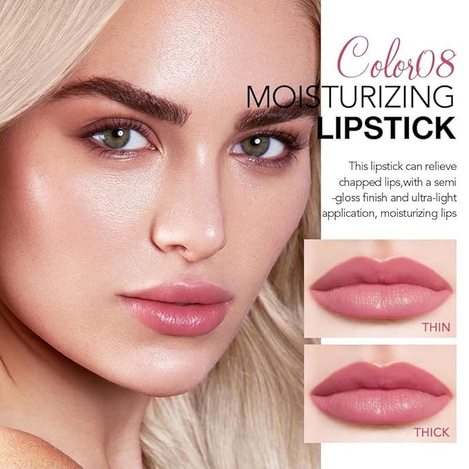 QIDSTERS Tinted Lip Balm Moisturizing Lipstick, Peach Pink Hydrating Lipstick for Women, 24 Hour Long Lasting Moisturization Lip Gloss Stain Makeup, Lightweight Non Greasy Moisturizer Lips, 08