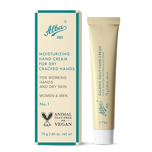 Alba1913 Vegan Daily Hand Cream for Dry Cracked Hands for Women & Men - Moisturizing, Fast Absorbing, Non-Greasy Cream for Working Hands, and Dry Skin, Soothes Skin Irritation - Travel Size 2.64 fl oz