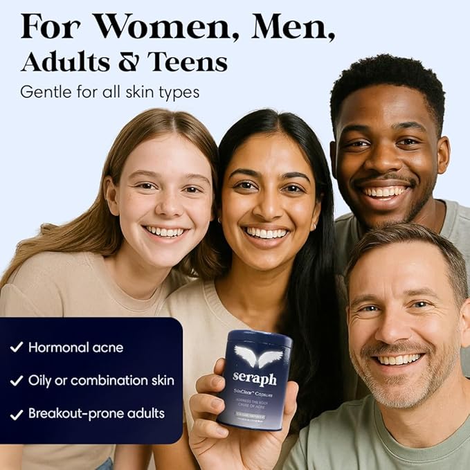 Seraph Acne Supplement - Hormonal Acne Pills Treatment - Pimple Supplements for Women - Skin Clear Capsules for Teen, Men, & Adults - Made in USA - 60 Tablets