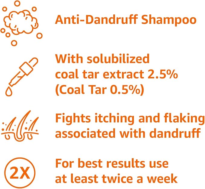 Amazon Basics Therapeutic Plus Coal Tar Anti-Dandruff Shampoo 0.5%, 16 Fl Oz, Pack of 1