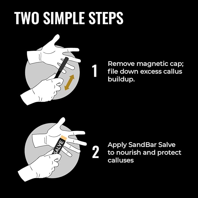 SandBar Callus Removal, Hand Callus Remover Salve Balm Stick for Working Hands, Lightweight Dead Skin Remover Tool Grit Surface, Knurled Handle, Magnetic Cap Hand File 4" - Golden