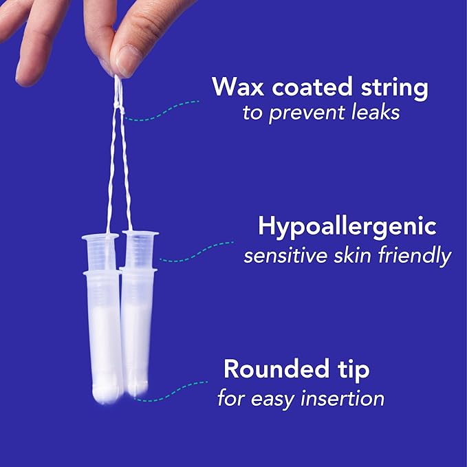 Marlow 100% Organic Cotton Easy Glide Tampons with Compact Plant Based BPA Free Applicator, Chlorine Free, Toxin Free, Hypoallergenic, Dermatologically Tested, Fragrance Free, Super, 54 Count