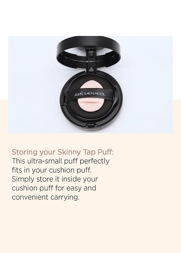 JUNG SAEM MOOL Skinny Tap Puff 3pcs, Mini Precision Puff for Concealer and Touch-Up, Ultra-Slim Fitting Makeup Sponge for Seamless Coverage Around Nose Eyes Lips, Travel-Friendly Korean Beauty Tool