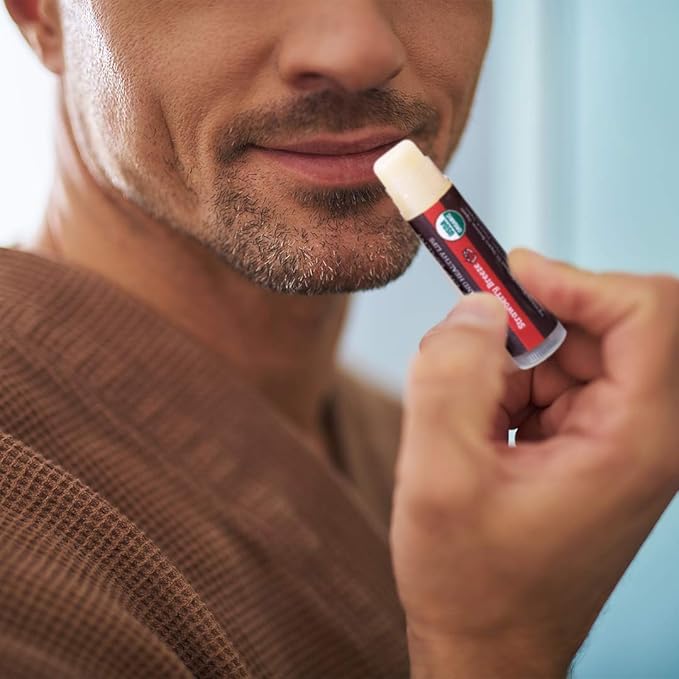 Earth's Daughter USDA Organic Lip Balm 4-Pack Strawberry flavor - Beeswax, Coconut Oil, Vitamin E - Best Lip Repair Chapstick for Dry Cracked Lips.