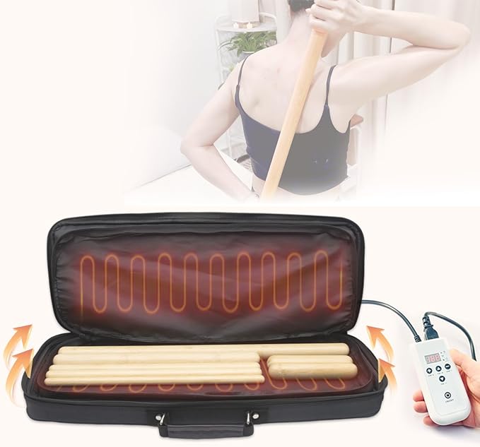 Portable Massage Stone Warmer with Car Adaptor Electric Spa Bamboo Massage Sticks Set Hot Bamboo Massage Set - Hot Massage Stone Warmer Double-Sided Heating-Temp Controller - Bigger Heater