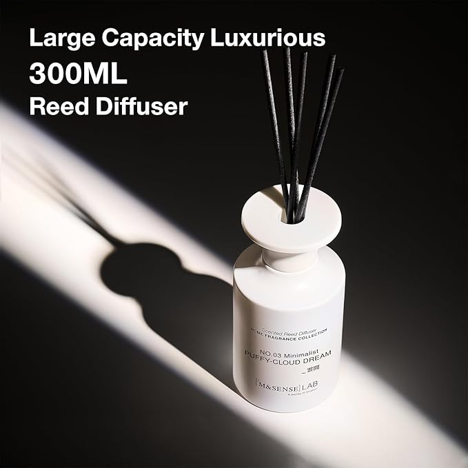 M&SENSE Reed Diffuser Set, 10.14 fl oz Large Reed Diffuser, Rose Jasmine Scented with Natural Essential Oils, Long Lasting with 7 Sticks, Non-Toxic Home Fragrance Reed Diffuser for Bedroom, Bathroom