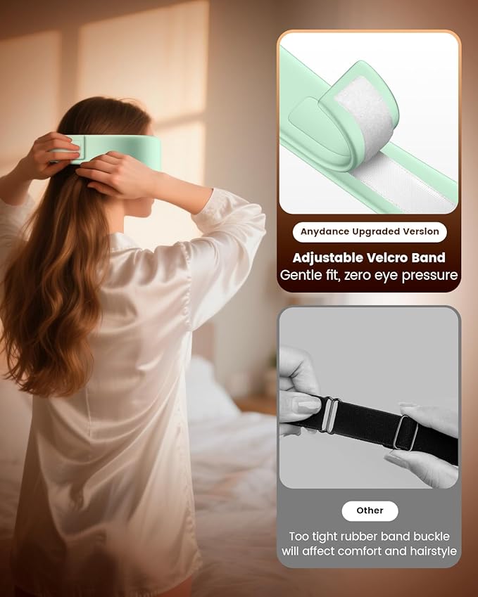 Heated Eye Mask - Cordless Eye Mask for Dry Eyes, Eye Relief, Improved Sleep, Timed Shutdown, 4 Temperature, Suitable for Women with Smaller Faces, Removable for Cleaning - Green