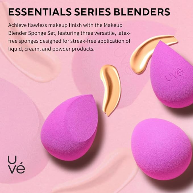 UVé Beauty Makeup Sponge - Helio Sponges Makeup Blender for Foundation, Powder & Cream Application - Vegan & Cruelty-Free Makeup Sponges for Blending & Face Sponges for Cleansing