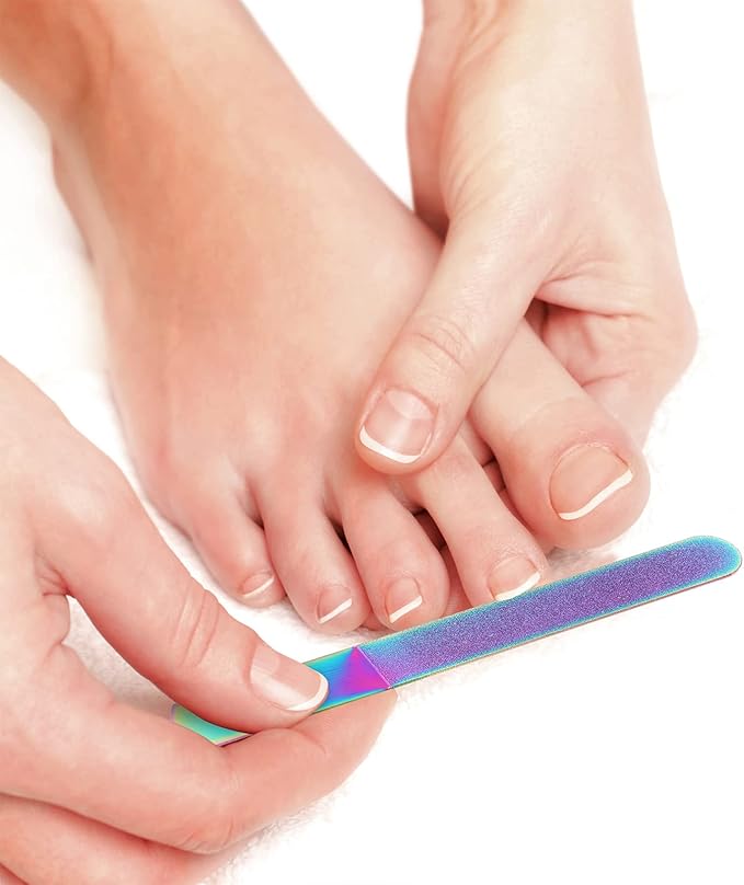 Mudder 3 Pcs Diamond Nail File Set for Women Men Stainless Steel Metal Sapphire Double Side Fingernail Toenail Buffer Filers Rainbow Emery Boards for Salon Home Travel Manicure Pedicure Nail Care Tool