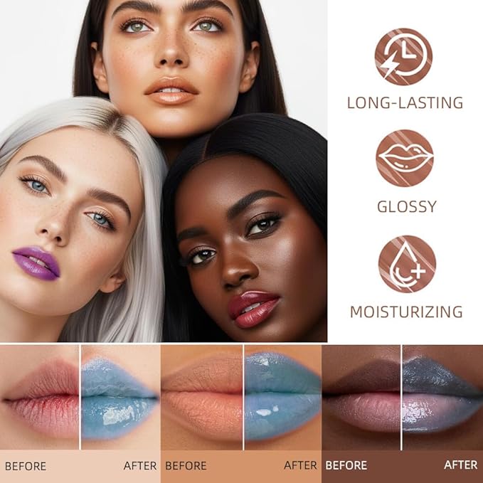 evpct Nourishing Moisturizing Tinted Lip Balm for A Sheer Tint of Color, Softens Smooths Hydrates Moisturizes Lightweight, Lip Care Gloss Plumper Stain for Women Dry & Chapped Lips, 04# BLUEBERRY