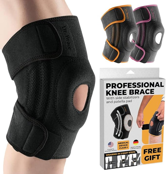 DR. BRACE ELITE Knee Brace with Side Stabilizers & Patella Gel Pads for Maximum Knee Pain Support and fast recovery for men and women-Please Check How To Size Video (Pluto, Medium)