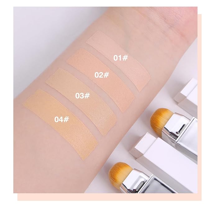 2 in 1 Color-Changing Foundation Stick, Weightless, Skin fit, Satin Glow Finish, Coverage Finish Base Makeup - Dual-Ended with Brush (03#Classic Ivory)