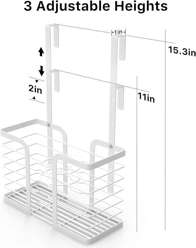 YIGII Hair Dryer Holder Adjustable Height - Hair Tool Organizer White Bathroom Organizer Hot Styling Tools Storage for Hair Dryer, Flat Iron, Curling Iron, Straightener