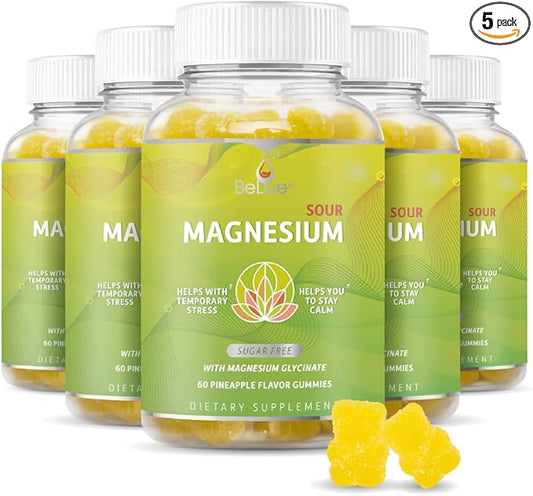 BeLive Magnesium Gummies 200mg - 60 Ct | Magnesium Glycinate Supplements for Relaxation, Stress Relief, and Sleep for Adults & Kids - Tasty and Tangy Pineapple Flavor (3)