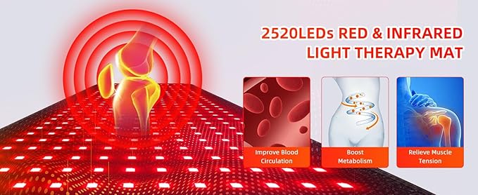 Red Light Therapy Mat Full Body, 71"x31" Red Light Blanket Infrared Light Therapy Heating Pad Super Large 1280 LEDs 660nm&850nm for Whole Body Pain Relief, Body Relax, Energy Recovery, Joint Repair