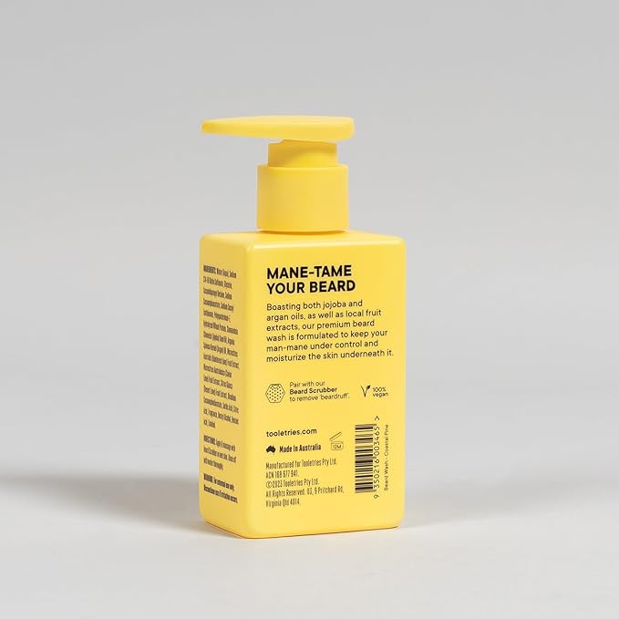 TOOLETRIES Hydrating Men’s Beard Wash - Coastal Pine Scent - Sulfate & Paraben Free - Moisturising with Jojoba & Argan Oil - 5.1 fl oz (150ml)