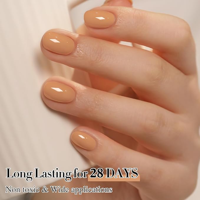 Double Rhythm 0.50 OZ Gel Polish Hema Free Same Color Same Bottle Golden Round Translucent Neutral Natural Milky 15 ML Jelly UV Polish Art DIY at Home (Sand Nude-C1441)