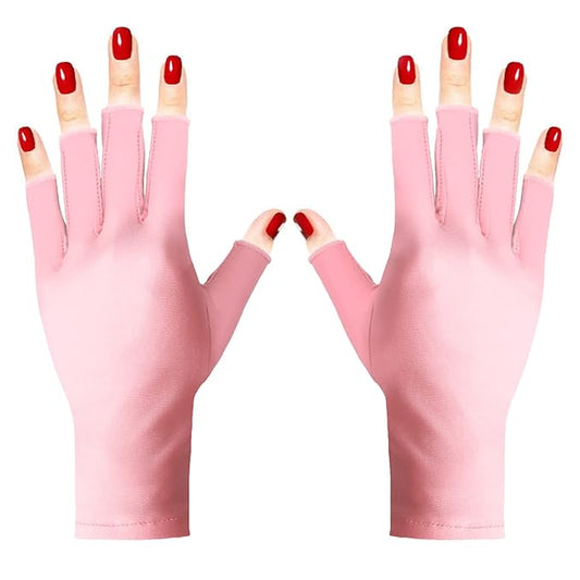 Pimoys Anti UV Gloves for Nail Lamp Light Manicure Gloves UPF50+ UV Protection Gloves Fingerless for Gel Nail Lamp Hand UV Protection Gloves