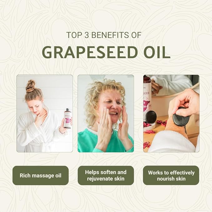 Nature Packaged Grapeseed Oil - Pure Grapeseed oil for Skin - 100% Pure Carrier Oil for Hair, Face, and Skin - Direct from EIR Oils in the Beautiful Spanish Countryside (4 Gallons)