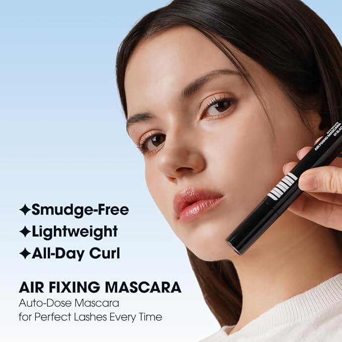 AirFixing Mascara – Smudge-Resistant Tubing Formula | 0.5mm Precision Brush | Patented Air-Sealed Container to Reduce Drying | Easy Warm-Water Removal | 8.5g | Made in Korea (Black) (Black)