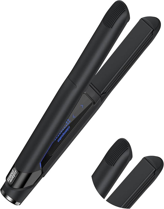 GLAMPALM Hair Straightener 1" Ceramic Flat Iron Infused with Vita C, Korea's No.1 Professional Salon Tool, 3D Swivel Cord & Dual Voltage, Digital LED(210°–450°), 20s Fast Heat-Up, Pure Black (GP201T)