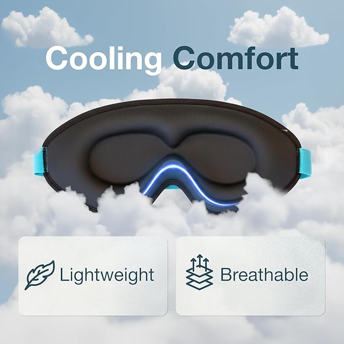 MyHalos® Sleep Mask – 3D Blackout Eye Mask for Women & Men, Side Sleepers, Zero Pressure Memory Foam Eyelash Friendly, Breathable,Award-Winning Sleep Aid for Travel (Black, 1 Count (Pack of 1))