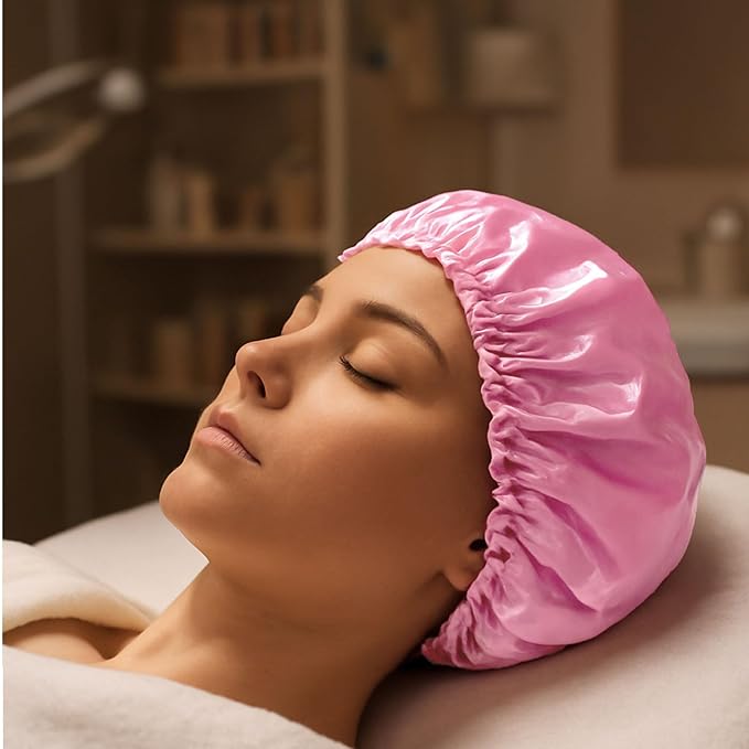 Smilco 4 Pack Shower Caps for Women, Reusable Waterproof Double Layer Bath Cap, Large EVA Elastic Hair Cover for Shower, Fits Long Hair & Braids, for Spa & Home