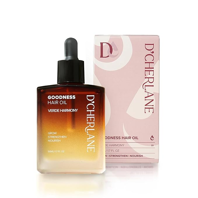 D'Cherlane Hair Growth Oil – Scalp Treatment with Rosemary, Argan, Coconut & Castor Oil Organic | Lightweight, Non-Greasy Formula for Fuller, Thicker, Stronger Strands | For All Hair Types