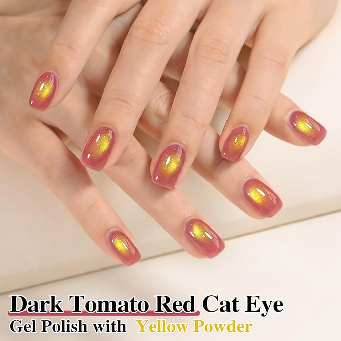 Double Rhythm Jelly Glass Cat Eye Gel Polish with Magnet 15ML Holographic Glitter Shimmer Translucent Sheer Color Magnetic Nail Polish Salon DIY at Home (Navy Purple-MC1266)