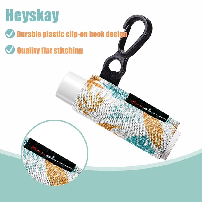 HEYSKAY 8PCS Lip Balm Keychain Holder Compatible with Chapstick, Stocking Stuffers Gifts Keychain Lip Gloss Holder Key Chain Lipstick Holder Sleeves(Floral Set A-8PCS)