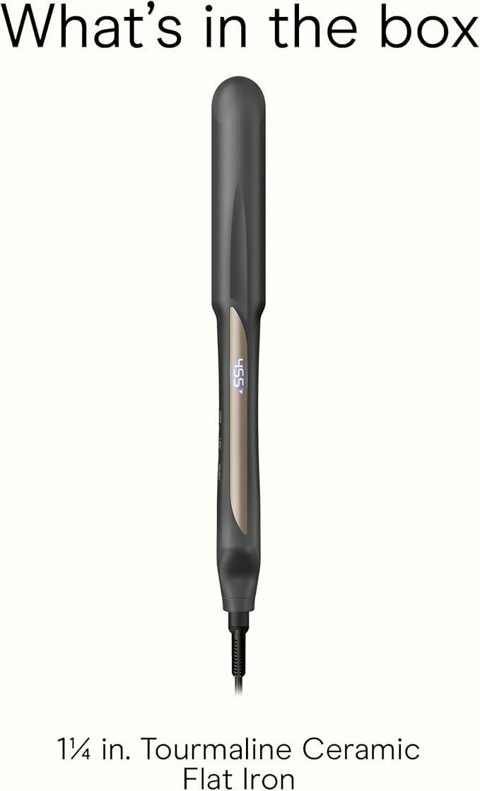 Infiniti PRO CONAIR Tourmaline Ceramic 1 ¼-Inch Flat Iron Digital Hair Straightener, 1 ¼-Inch Flat Iron to Straighten or Curl, 5 Heat Settings, for All Hair Types and Textures, Dark Gray