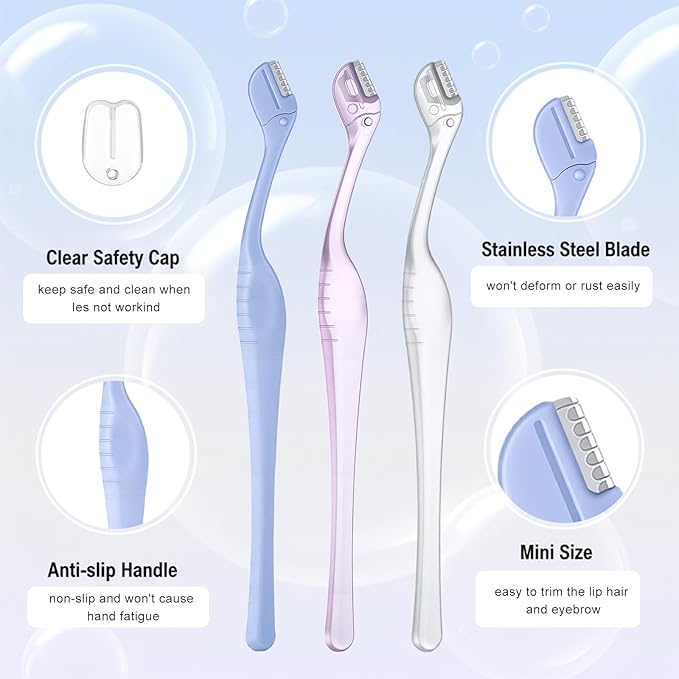 6 Pcs Eyebrow Razor for Women, Mini Eyebrow Razor Trimmer Small Face Razors Lip Hair Remover with Precision Cover Face Razors Eyebrows Shaver Shaving Removal Tool for Women Makeup FaceCare Tool