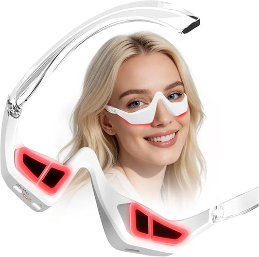 Under Eye Red Light Therapy Device, 650nm Red Light Therapy for Eyes Glasses, Microcurrent Eye Massager Mask for Dark Circles, Smoother Fine Lines & Puffiness, Home Skincare