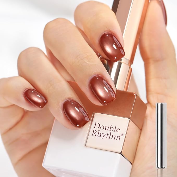 Double Rhythm Jelly Glass Cat Eye Gel Polish with Magnet 15ML Holographic Glitter Shimmer Translucent Sheer Color Magnetic Nail Polish Salon DIY at Home (MC1229)