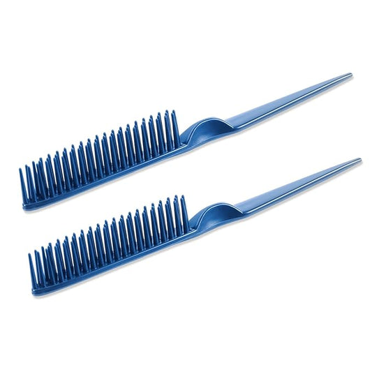 SIMPOR 3 Row Hair Comb for Natural Detangling, Hair Styling Brush, Nylon Bristle Unbraider Teasing Rat Tail Comb for Women Men Blue