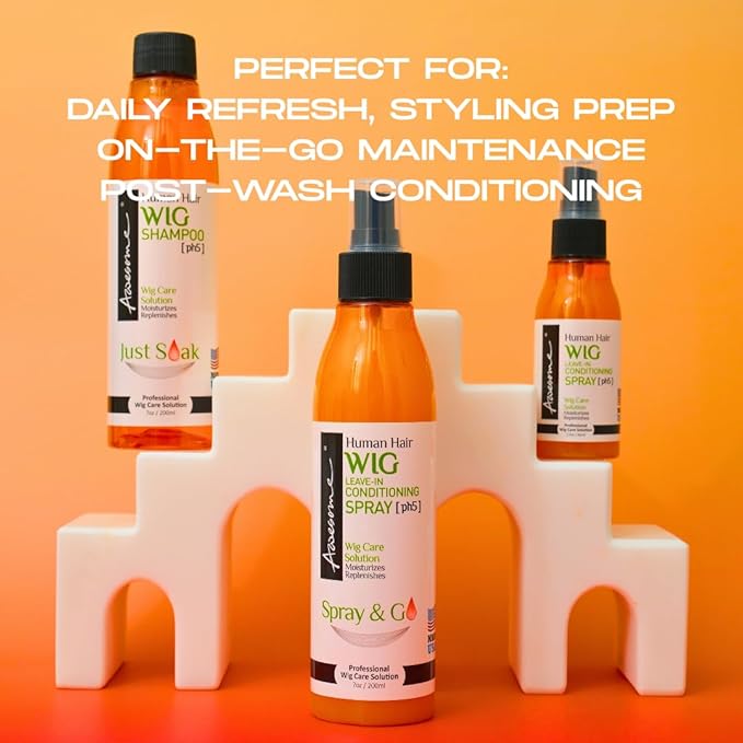 Awesome Human Hair Wig Leave in Conditioner Spray, pH5, Promotes Silkiness and Shine, Portable & Travel size 2.3 fl oz