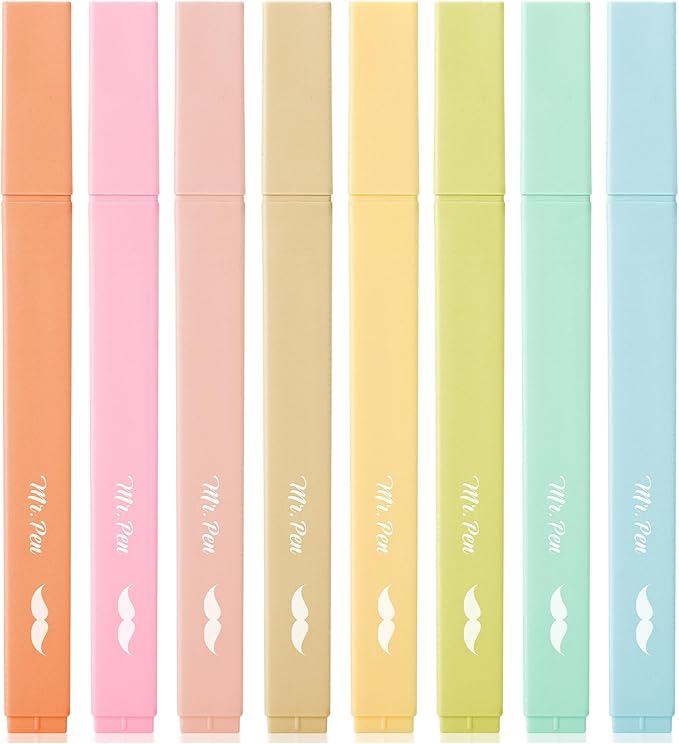 Mr. Pen- Aesthetic Highlighters, 8 Pcs, Chisel Tip, Pastel Colors, Cute Assorted Colors, Bible Highlighters and Pens No Bleed for Bible Pages