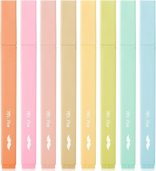 Mr. Pen- Aesthetic Highlighters, 8 Pcs, Chisel Tip, Pastel Colors, Cute Assorted Colors, Bible Highlighters and Pens No Bleed for Bible Pages