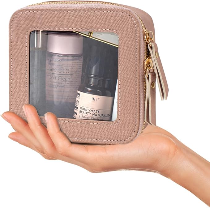 Travel Clear Makeup Bag Set, TSA Approved Cosmetic Bag Case with Zipper Portable Makeup Pouch Toiletry Bag Traveling Cosmetic Organizer Storage Bag Car Organizer Car Essentials