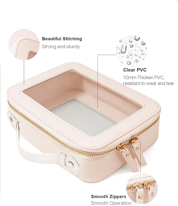 Travel Clear Makeup Bag Set, TSA Approved Cosmetic Bag Case with Zipper Portable Makeup Pouch Toiletry Bag Traveling Cosmetic Organizer Storage Bag Car Organizer Car Essentials