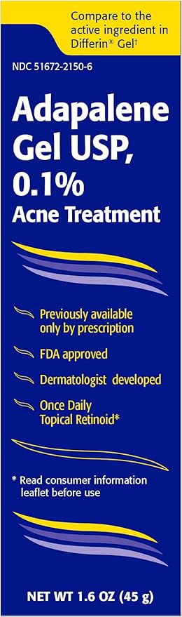 TARO Adapalene 0.1% USP Gel, Paraben Free, Retinoid Acne-Prone Facial Treatment for Sensitive Skin, Prescription Strenght (1.6)