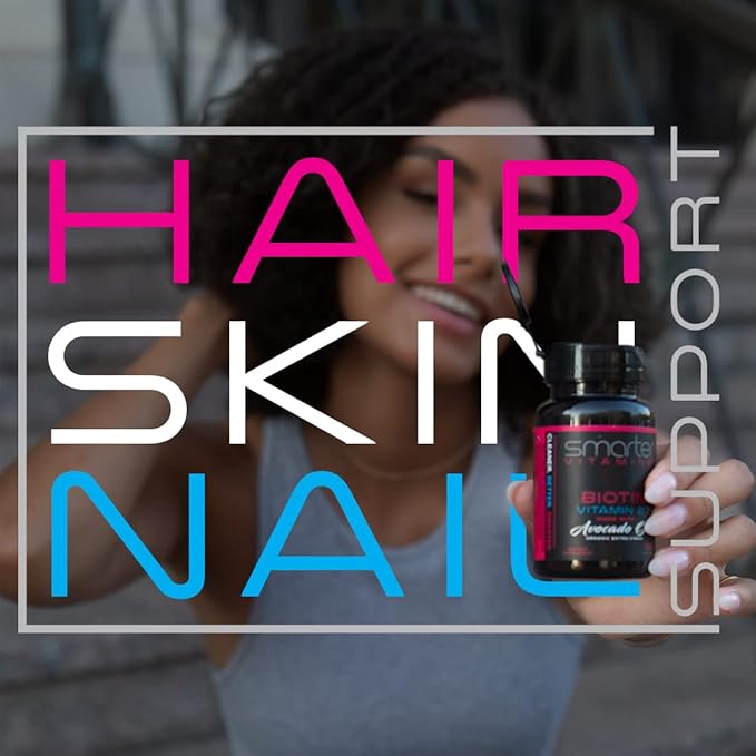 (2 Pack) Smarter Biotin 5000mcg in Avocado Oil, Vitamin B7, Non-GMO, 90 Mini Liquid Softgels, No Soy