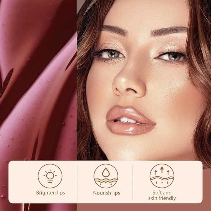 FeiCuiYun 2Pcs Peel Off Matte Liquid Lip Gloss Stain-Lip Liner with Tweezer, Peel Off Lip Stain, Long Lasting & Waterproof Lipstick Tattoo, Transfer-Proof Lip Gloss for All Skin Types (02#+06#, 2Pcs)