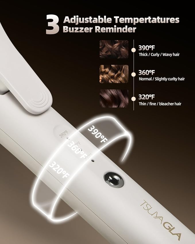 Large Hair Curling Wand, 1.6 Inch Big Barrel Curling Iron, 43 Million Ionic Ceramic Curler with 3 Temp, Auto Shut-Off, Long Barrel Curling Wand for Long Hair, Dual Voltage, White