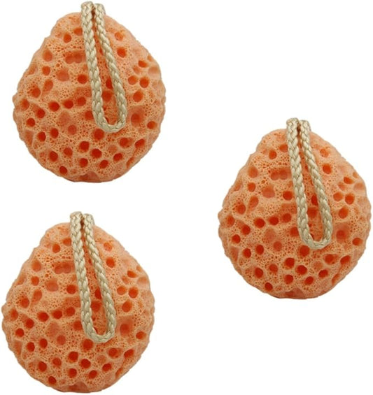 3pcs Sponge Body Bath Shower Exfoliator Hydrophilic Non Cleansing Puff Scrubber for Gentle Exfoliation and Skin Texture Improvement for Daily Use Orange