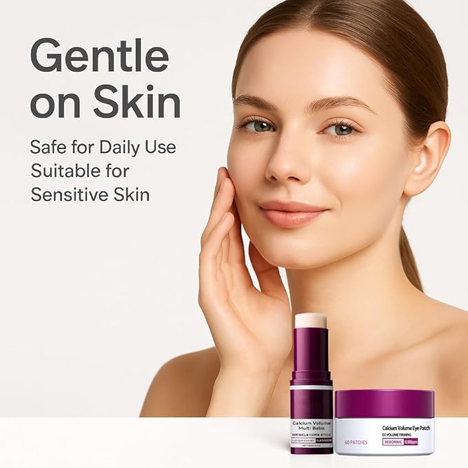 Eye Care Duo – Calcium Multi Balm Stick + Hydrogel Under Eye Patches 60ea (30 Pairs), Hydrating & Smoothing Eyes Treatment, Gentle on Skin, Travel Friendly