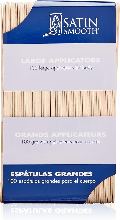 Satin Smooth Hair Removal/Hair Waxing Applicators - Large Wooden Spatula Applicators, 100 Count, 1-Pack