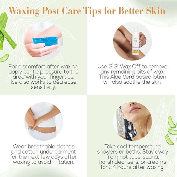 GiGi Wax Off Hair Wax Remover Gel Post Waxing Care with Aloe Vera - Skin Soothing Hair Removal After Wax Care, 8 oz
